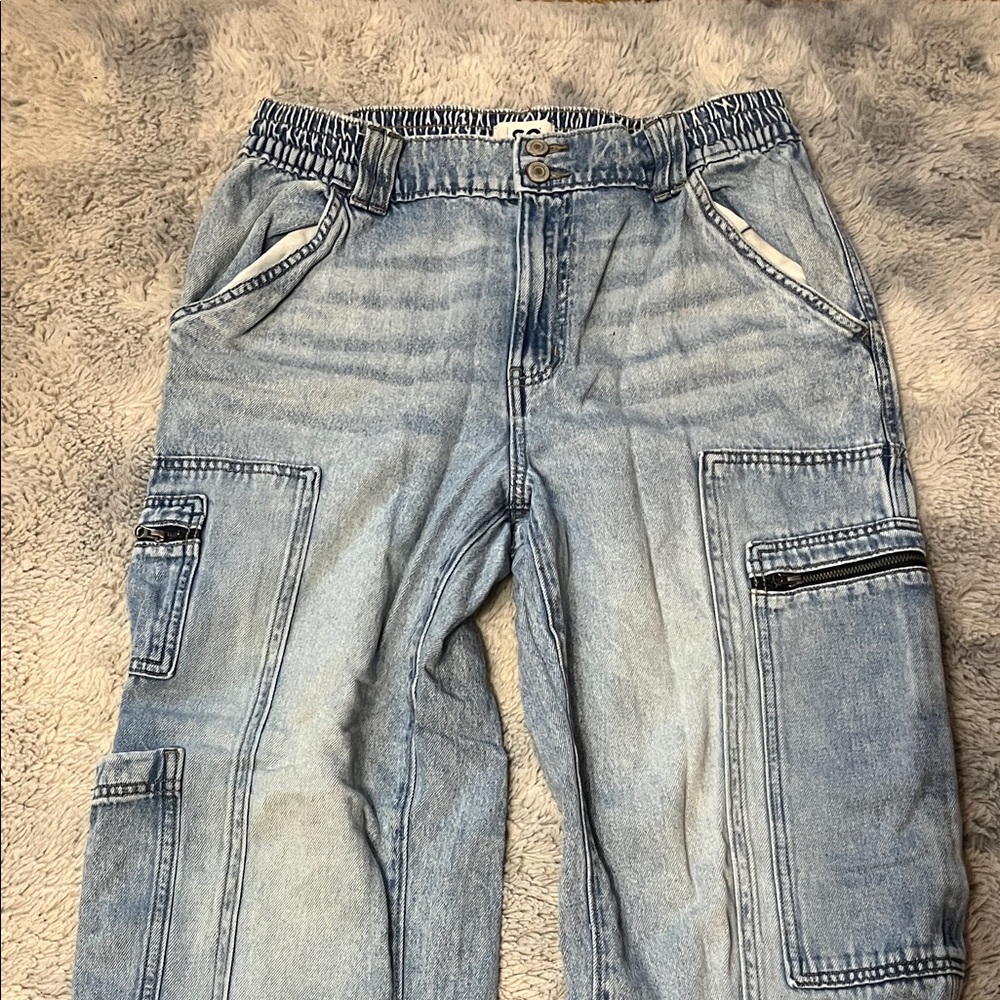 Men's Light Blue Cargo Jeans
